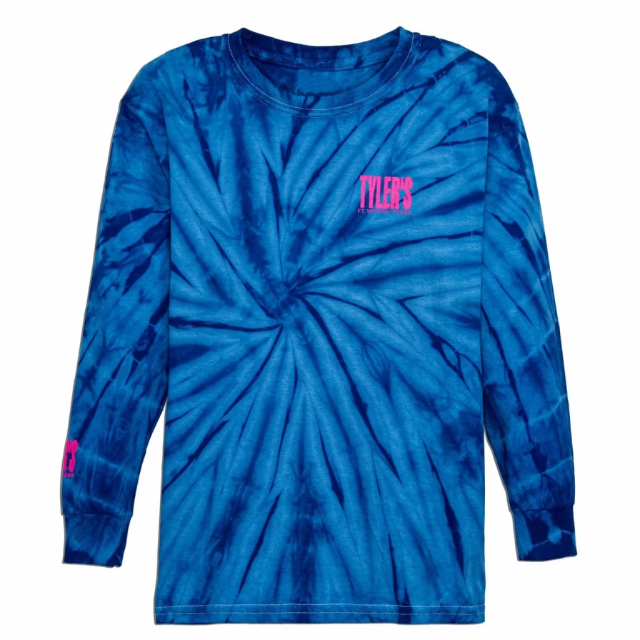 Kids' Tie Dye Long Sleeve T-Shirt Royal Blue Heliconia Print Casual Comfortable Top