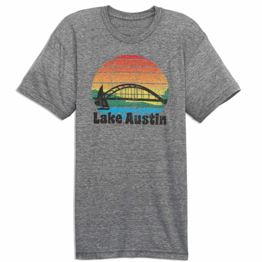 360 Bridge Tee - Lake Austin Graphic T-Shirt in Athletic Grey