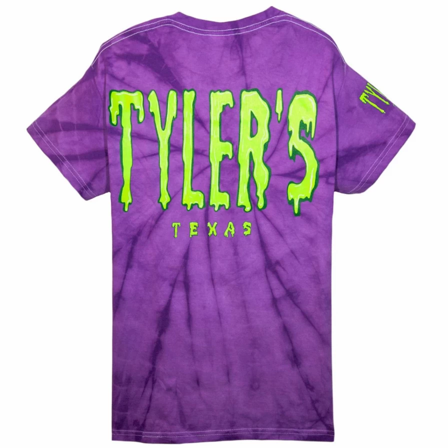 "Tyler's Halloween T-Shirt - Purple Spider Slime Print Tee for Spooky Fun"