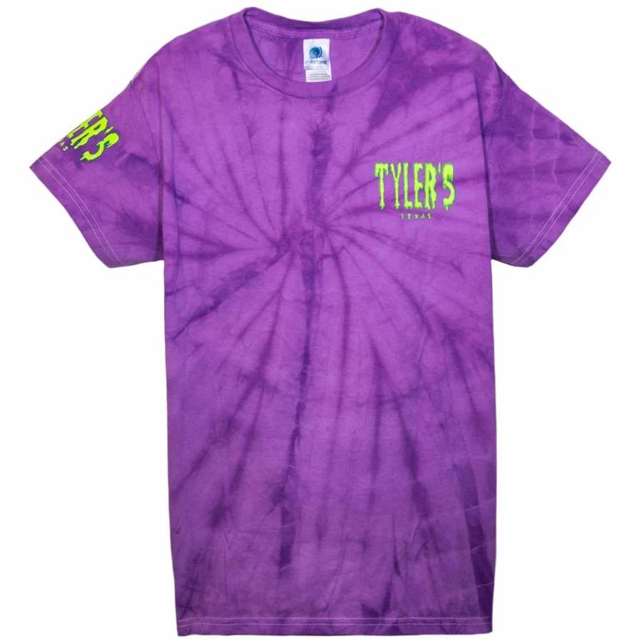 "Tyler's Halloween T-Shirt - Purple Spider Slime Print Tee for Spooky Fun"