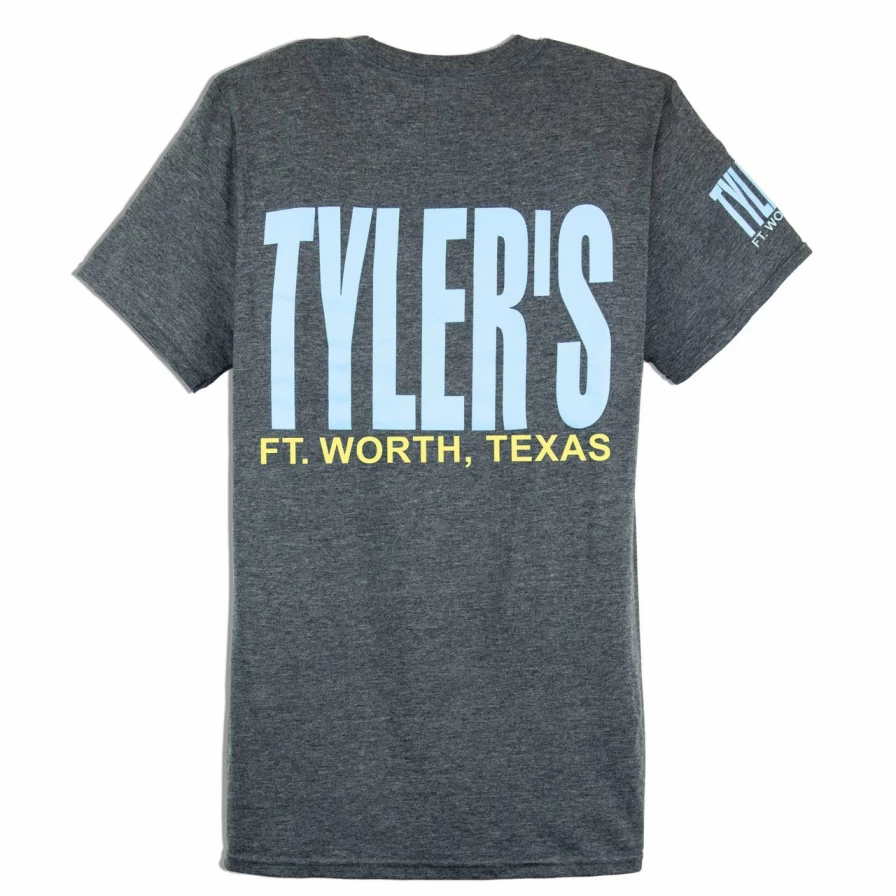 Men's Dark Heather & Light Blue Graphic Tee - Tyler's Fort Worth Vintage Style Cotton T-Shirt
