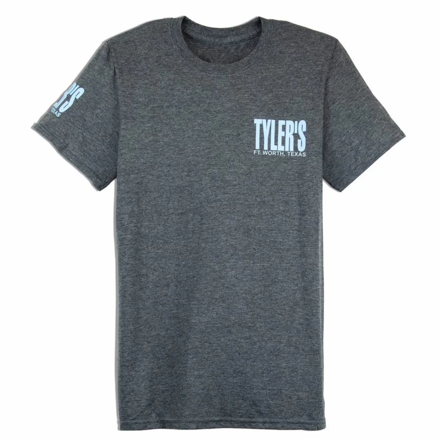 Men's Dark Heather & Light Blue Graphic Tee - Tyler's Fort Worth Vintage Style Cotton T-Shirt