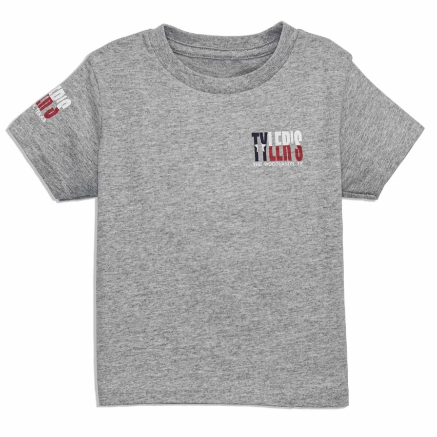 "Toddler's Grey Texas Flag T-Shirt - The Woodlands Tyler's Style Tee for Boys & Girls"