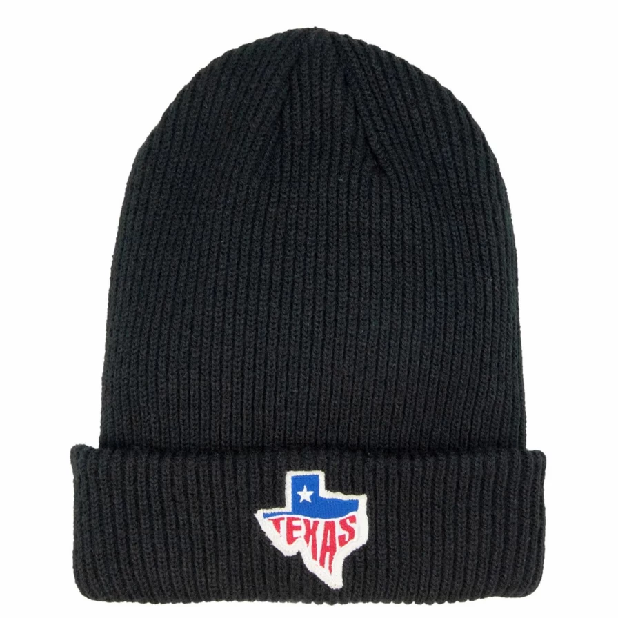 Vintage Black Texas Beanie - Classic Retro Style Hat for Men & Women