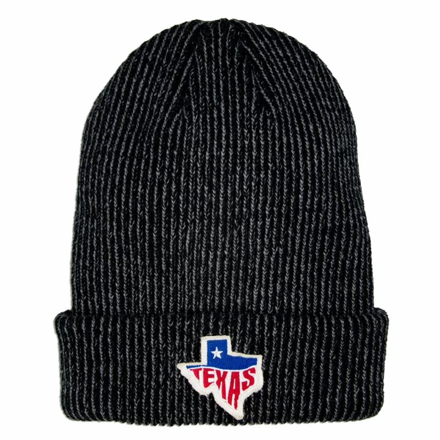 Vintage Black and Steel Texas Beanie - Classic Retro Style Unisex Knit Cap