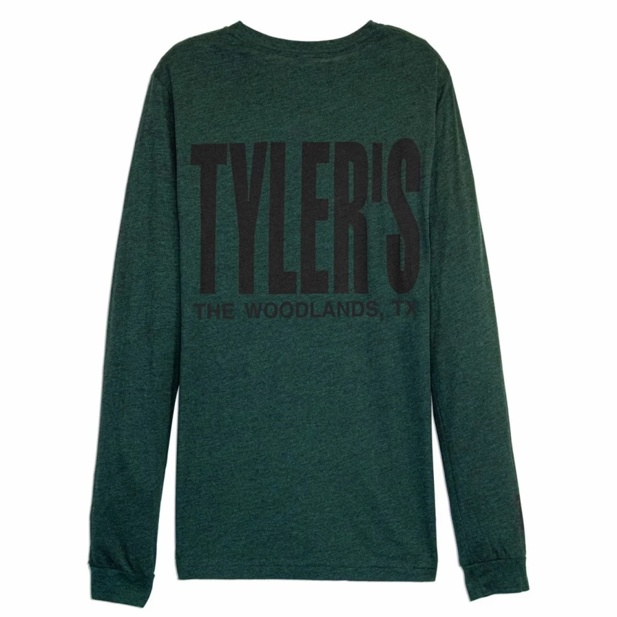 Emerald and Black Long Sleeve Crew Neck Track Tee by Tyler's - The Woodlands Collection