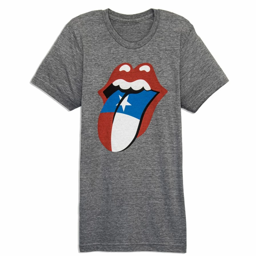 Vintage Heather Grey Texas Flag Graphic T-Shirt - Soft Cotton Tee with Printed Tongue Design