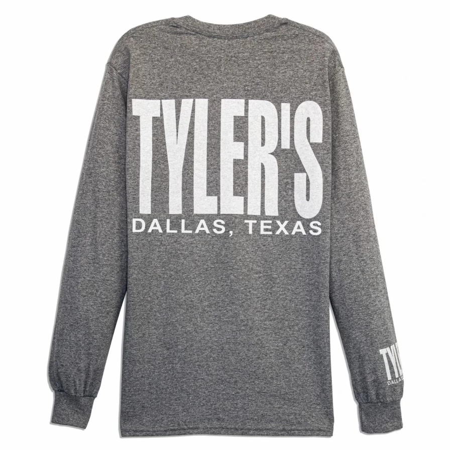 Tyler's Dallas Graphic Long Sleeve Tee - Graphite Heather & White Color Block Design