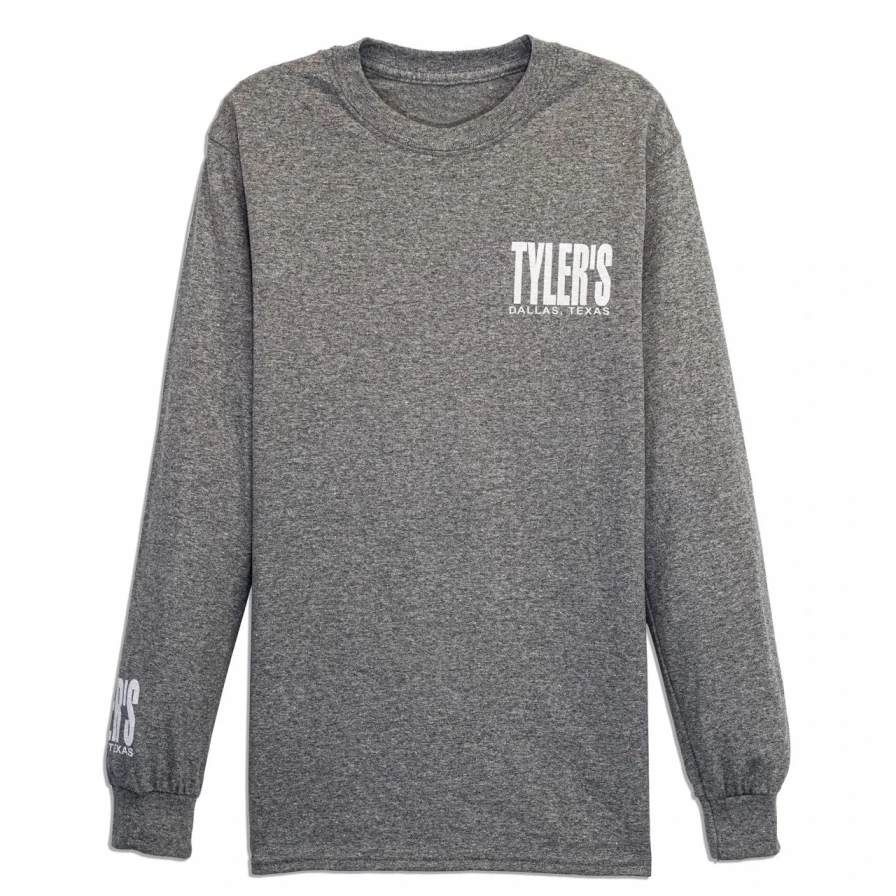 Tyler's Dallas Graphic Long Sleeve Tee - Graphite Heather & White Color Block Design