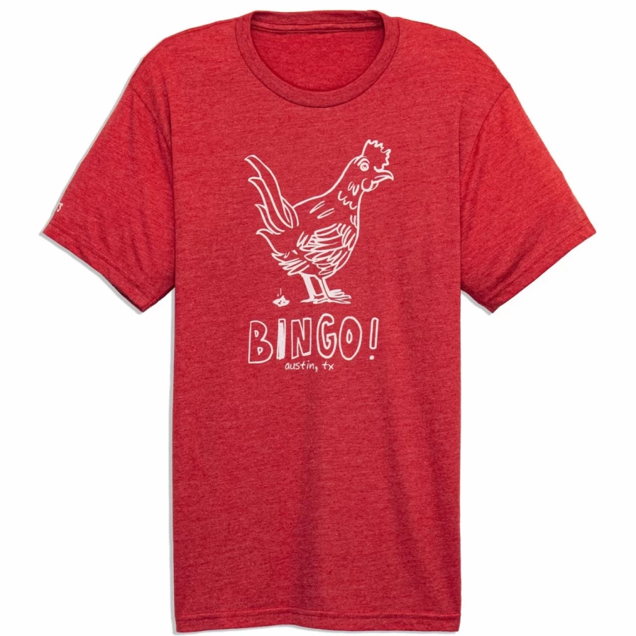 "Chicken Bingo Graphic T-Shirt in Heather Red"