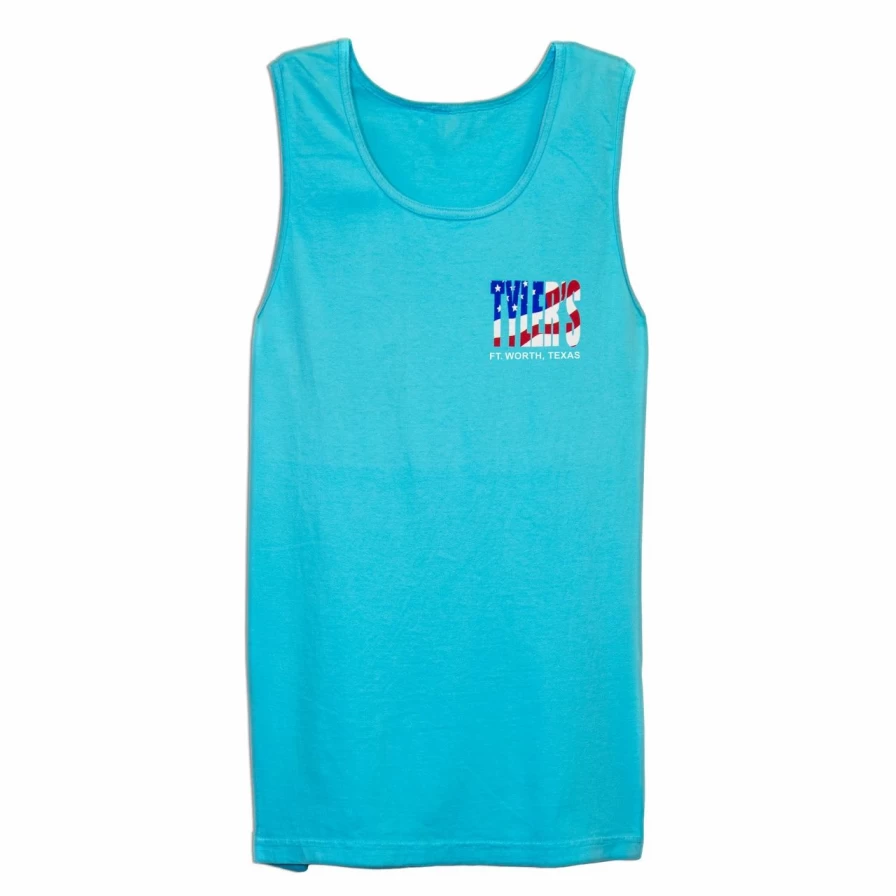 "Vintage Comfort Color Tank Top with American Flag Design - Tyler's Lagoon Inspired Style"