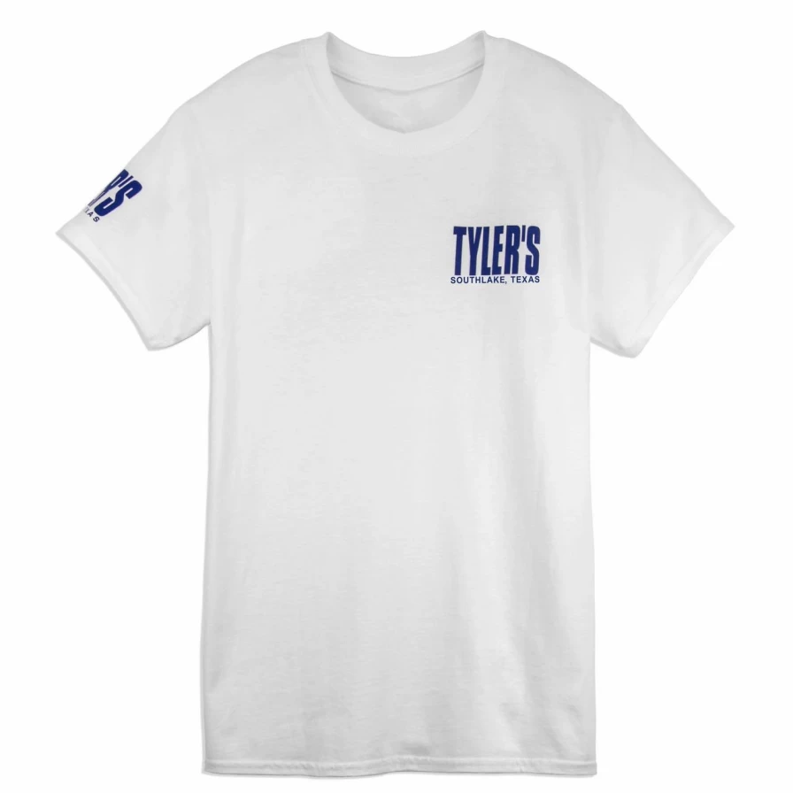 "Men's Classic Tyler's White and Navy Striped T-Shirt – Southlake Collection"