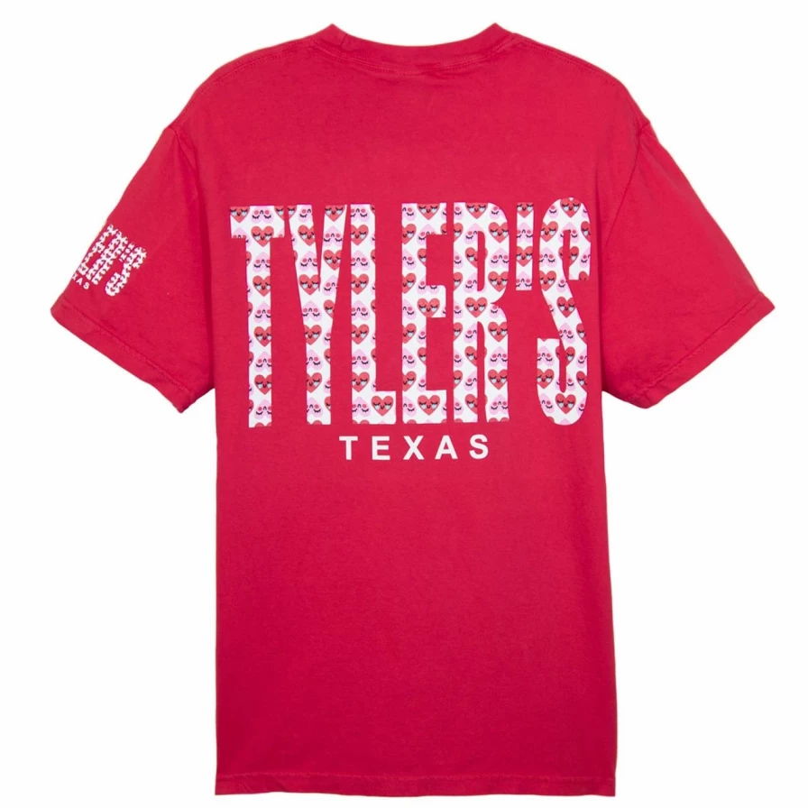 "Tyler's Valentine's Day Smiley Hearts Graphic Tee - Fun Heart Print T-Shirt"
