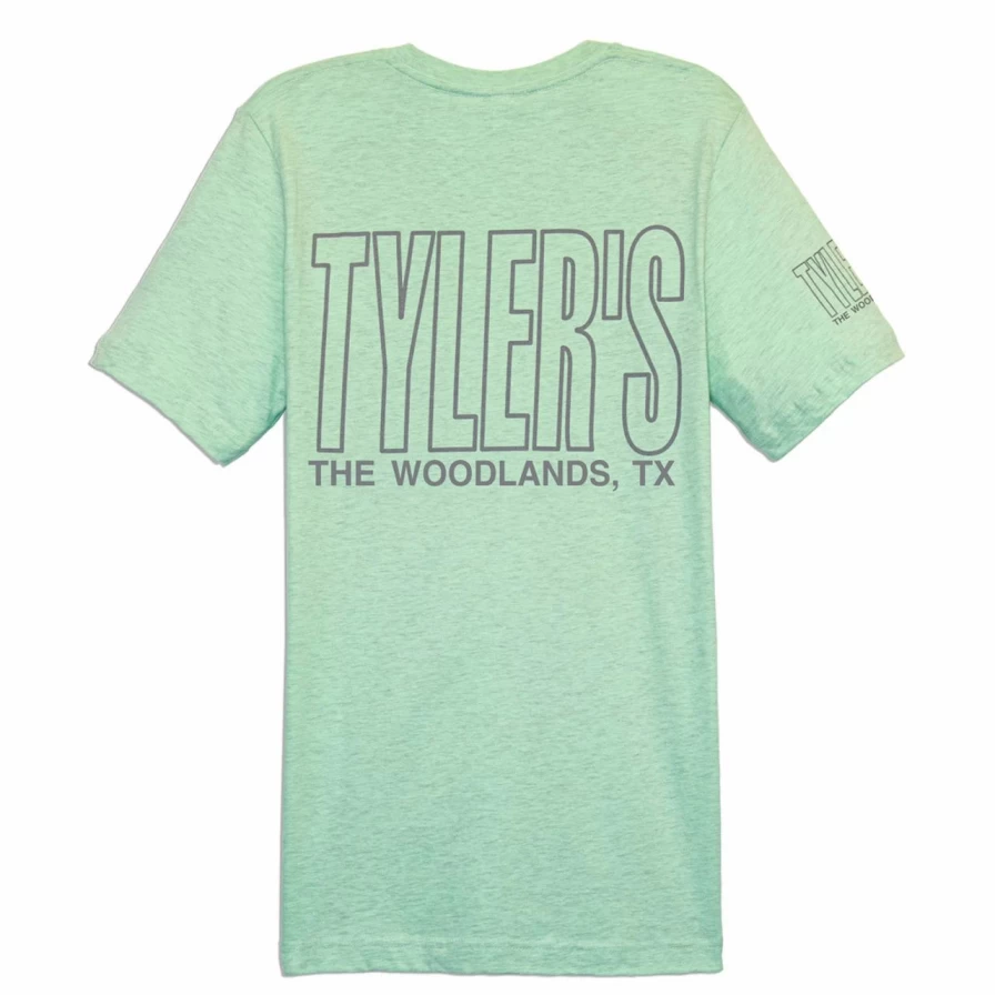"Prism Mint and Cool Grey Outline T-Shirt by Tyler's - The Woodlands Collection"