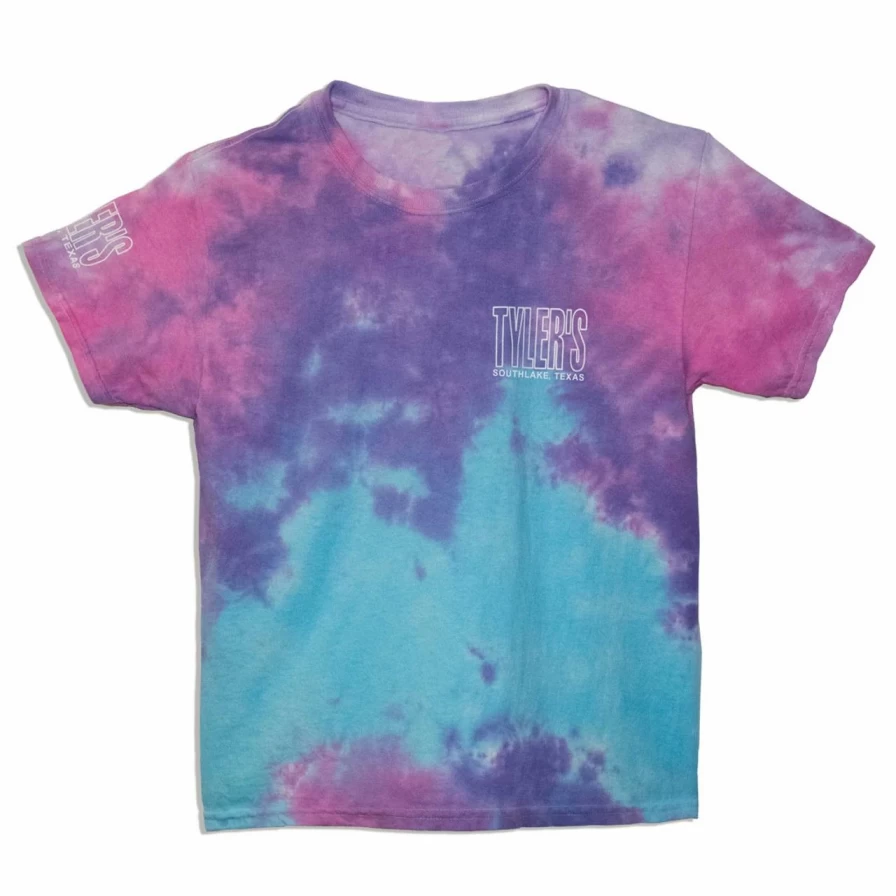 Kids' Cotton Candy Tie Dye T-Shirt with White Outline - Southlake Graphic Tee