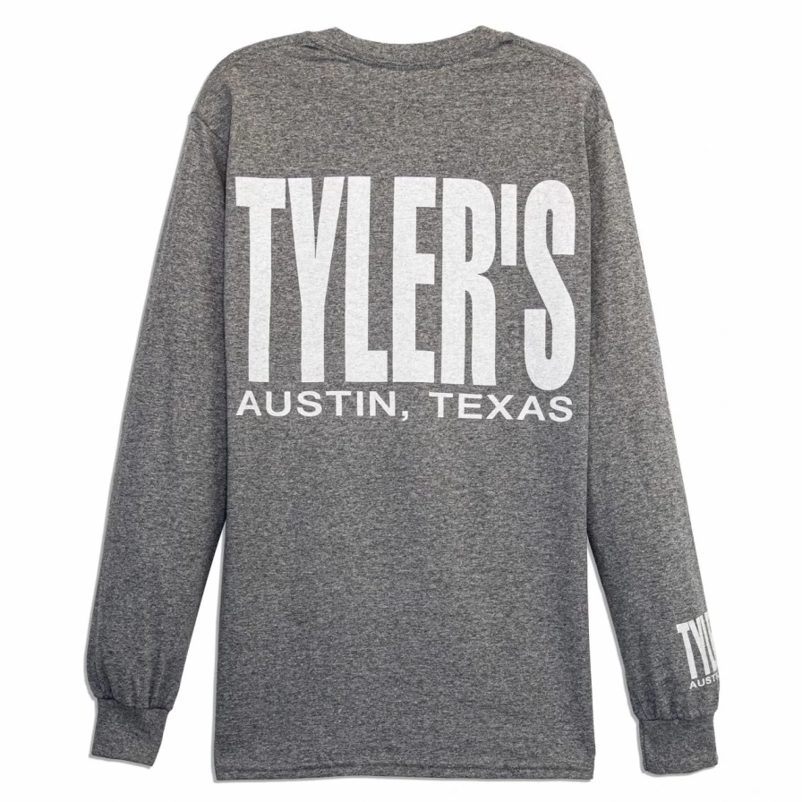Men's Long Sleeve Graphic T-Shirt - Austin Texas Design in Graphite Heather/White