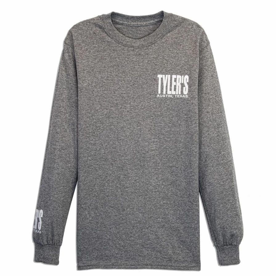 Men's Long Sleeve Graphic T-Shirt - Austin Texas Design in Graphite Heather/White