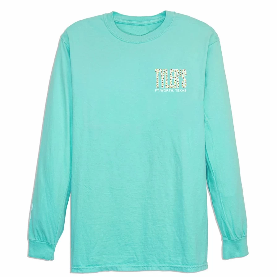 Tyler's Comfort Color Long Sleeve Tee in Mint with Bee Design - Ft. Worth Collection