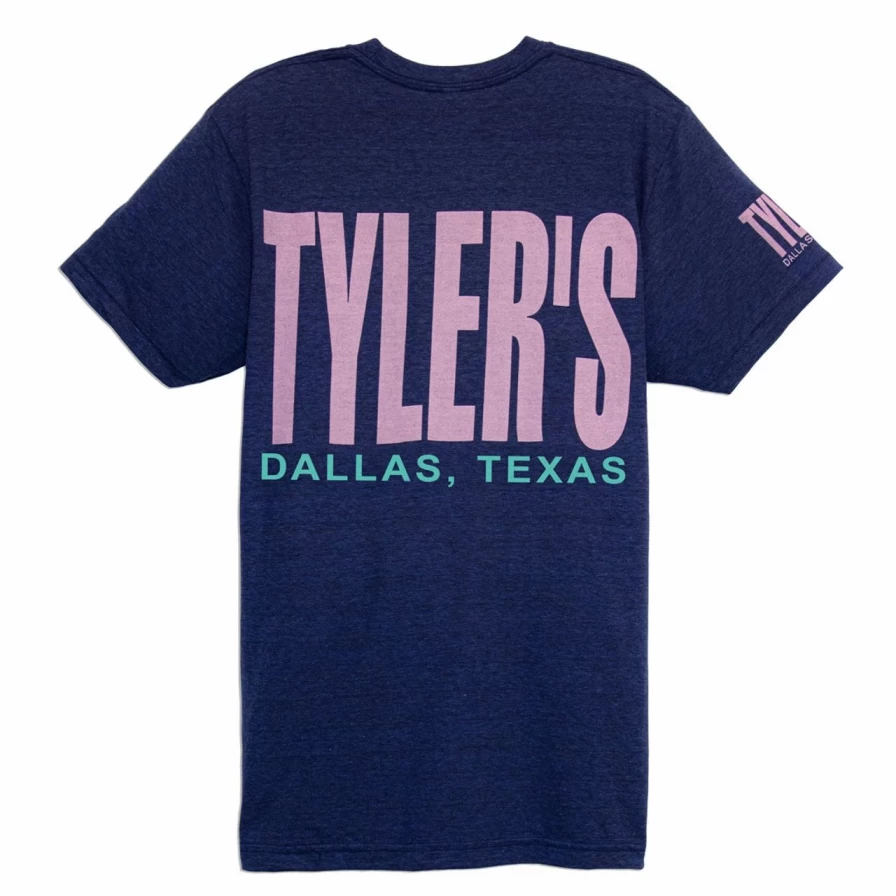 Navy and Pink Dallas Track Tee by Tyler's - Stylish Casual Top for Men and Women