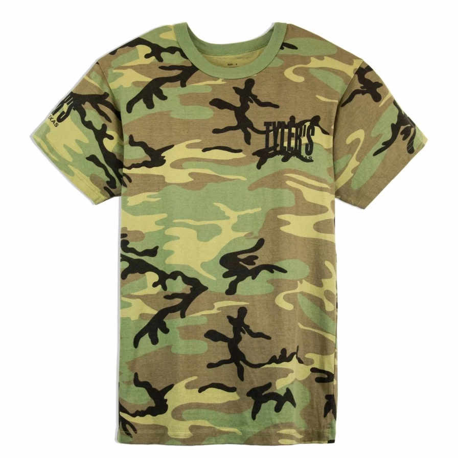 "Camo and Black Graphic Tee - Tyler's Austin Collection - Stylish Men's T-Shirt"
