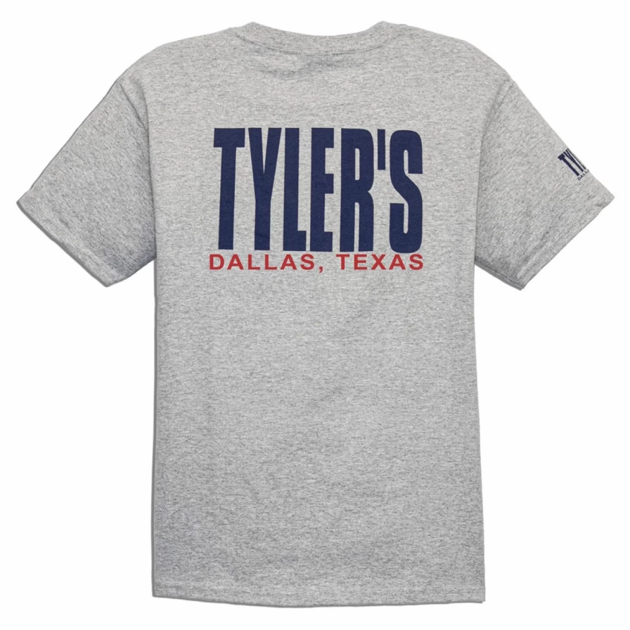 Boys' Grey and Navy Striped Short Sleeve T-Shirt with Dallas Print - Comfortable Cotton Tee for Kids