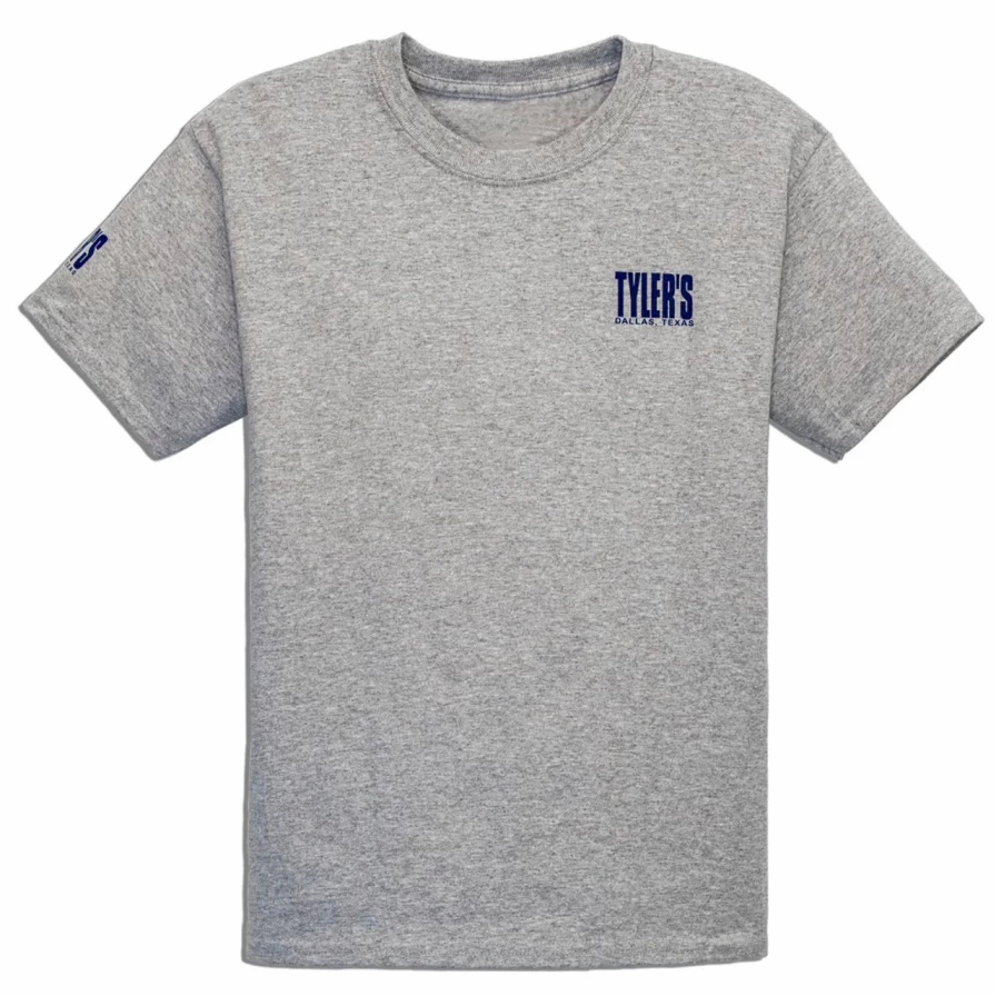 Boys' Grey and Navy Striped Short Sleeve T-Shirt with Dallas Print - Comfortable Cotton Tee for Kids