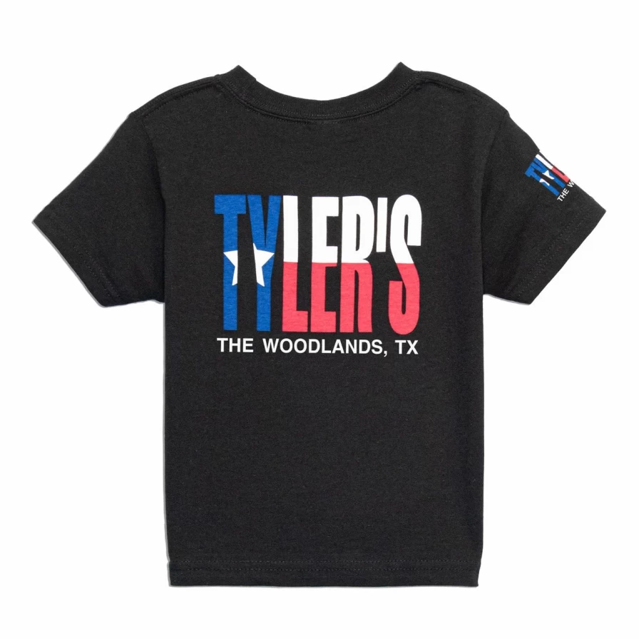 "Toddler's Black Texas Flag T-Shirt - The Woodlands Tyler's Style Tee for Kids"