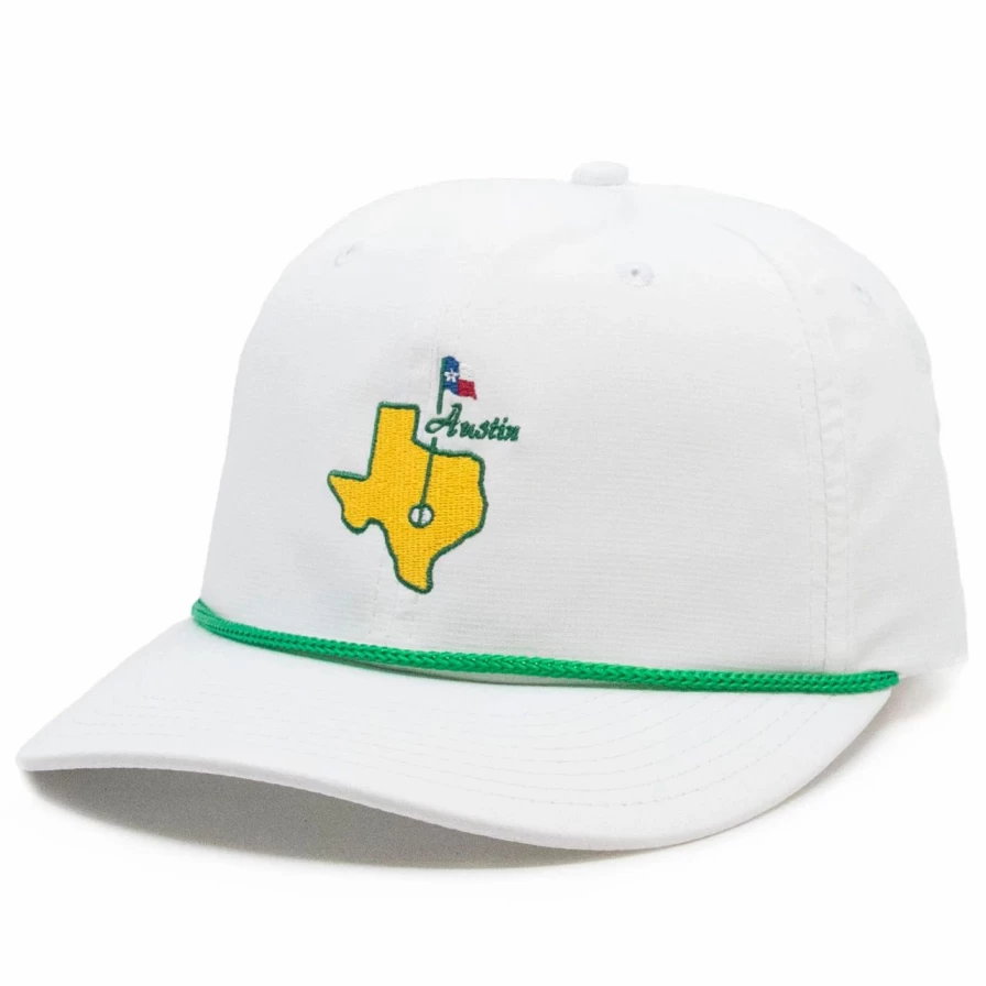 "White UV Protection Golf Hat – Austin Style for Sun Safety"